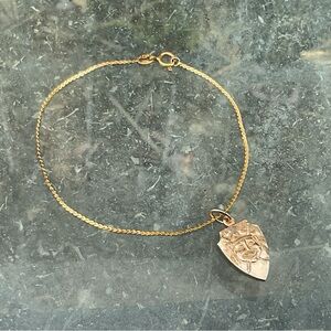 VTG 12k Gold GF 7” Bracelet w/ Charm Spring Ring Closure 2 Grams